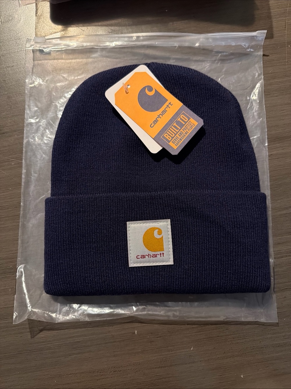 Carhartt Navy Cuffed Knit Beanie with Logo Patch